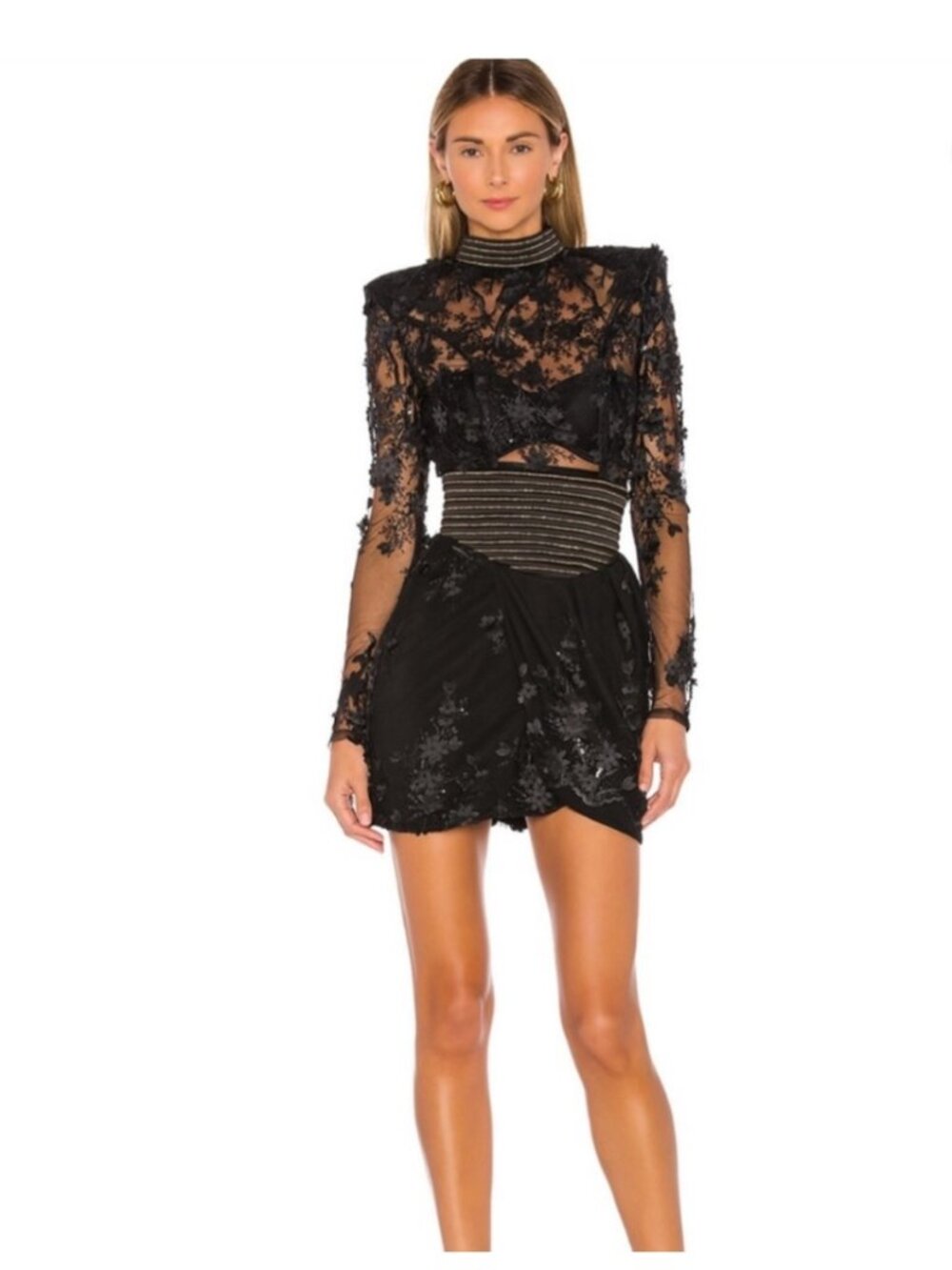 Zhivago Black 3D Floral Lace Mini Dress – NWT